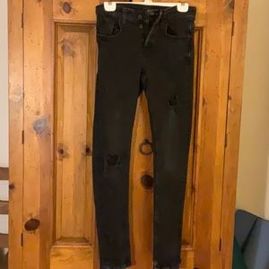 Forever 21 black ripped jeans button fly